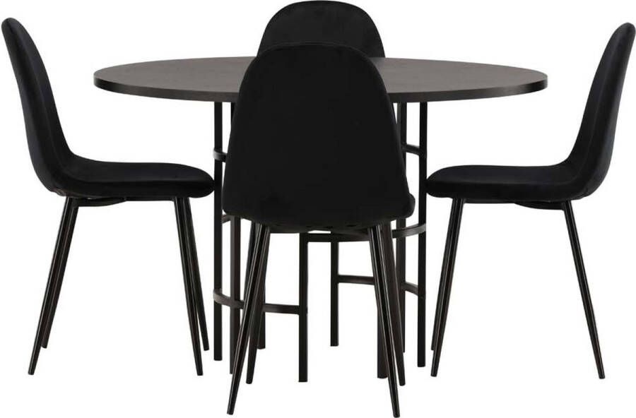 Hioshop Copenhagen eethoek tafel zwart en 4 Polar stoelen zwart. - Foto 1