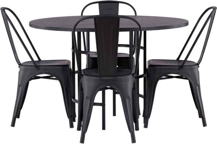 Hioshop Copenhagen eethoek tafel zwart en 4 Tempe stoelen zwart.