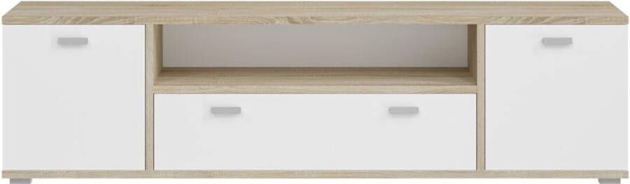 Hioshop Cosmo dressoir 2 deuren 1 klep 1 plank wit eik decor. - Foto 2