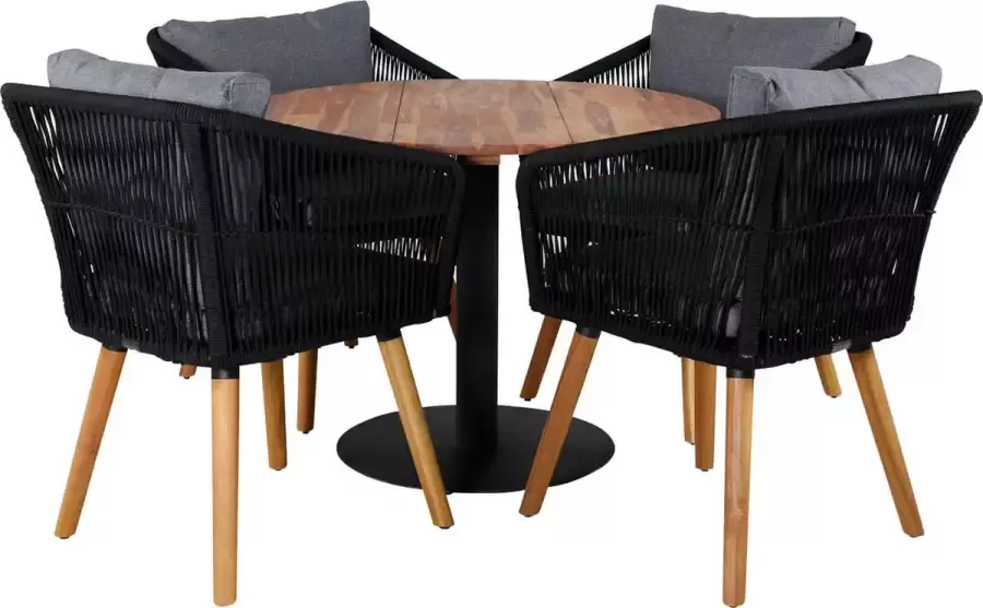 Hioshop Cot tuinmeubelset tafel Ø100cm en 4 stoel Chania naturel. - Foto 1