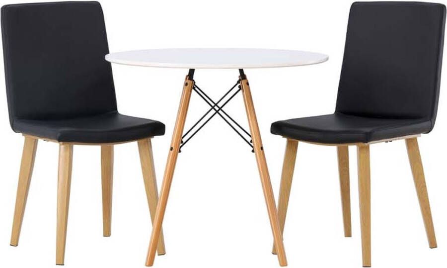 Hioshop Danburi eethoek tafel wit en 2 Today stoelen zwart. - Foto 1