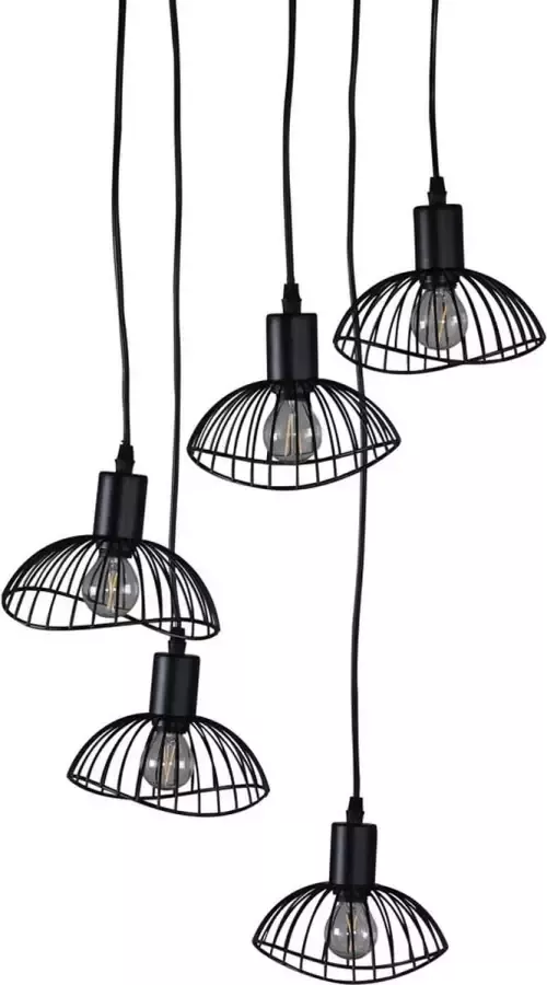 Hioshop Elsa verlichting hanglamp 38x44x140cm staal zwart.