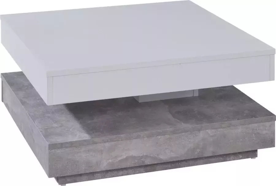 Hioshop Erano salontafel draaibaar tafelblad en 1 plank beton decor wit. - Foto 1