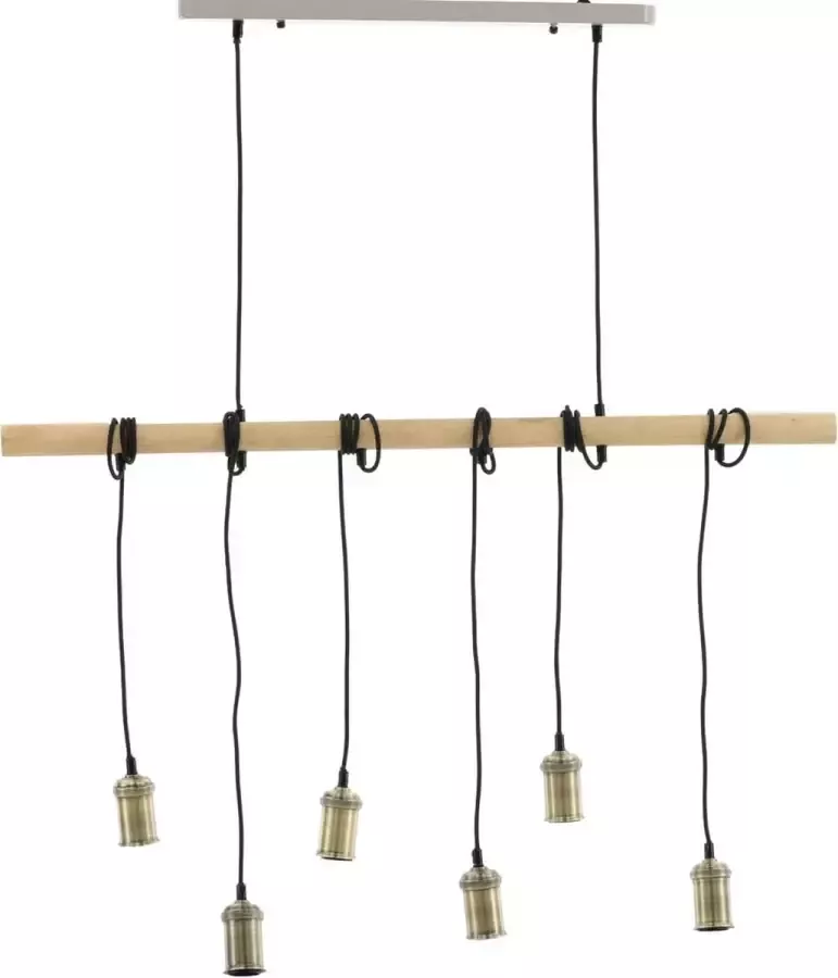 Hioshop Fall verlichting hanglamp 110x4 5x144cm staal zwart messing hout - Foto 1