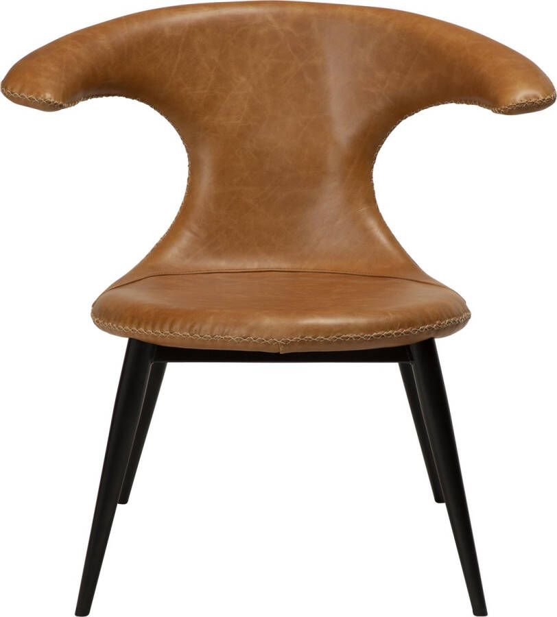 Hioshop FLAIR Lounge Chair Light brown leather w. round black legs