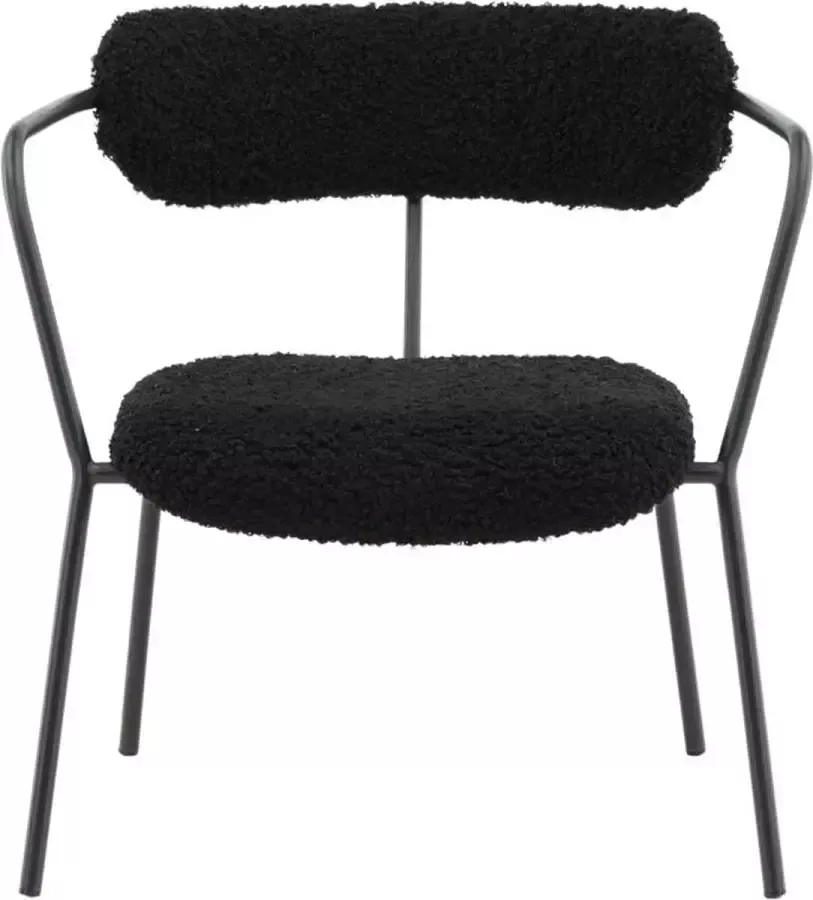 Hioshop Fluffy fauteuil teddy stof zwart. - Foto 1