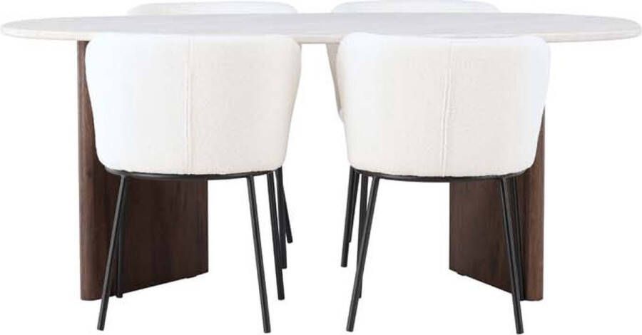 Hioshop Grönvik eethoek tafel offwhite en 4 Edina stoelen wit. - Foto 2