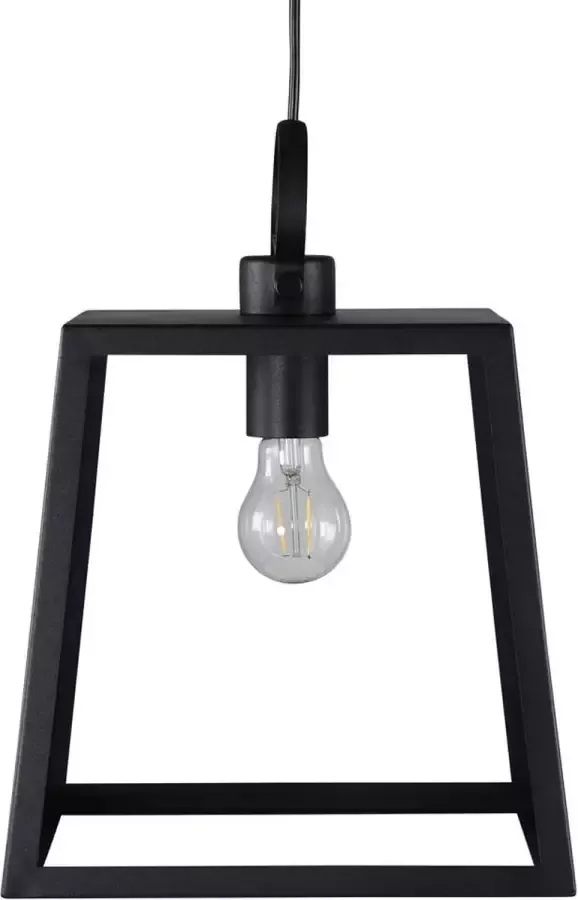 Hioshop Hage verlichting hanglamp 28x28x37 5cm staal zwart. - Foto 1