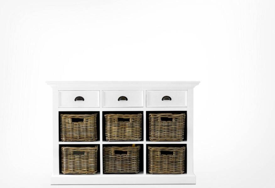 Hioshop Halifax dressoir in wit met 6 rotan manden. - Foto 2