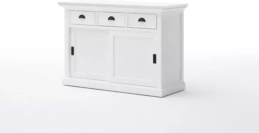 Hioshop Halifax dressoir met schuifdeuren en 3 lades in wit. - Foto 2