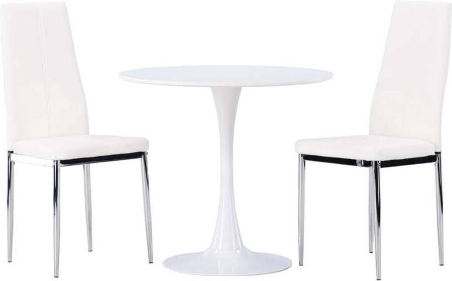 Hioshop Hamden eethoek tafel wit en 2 Pastill stoelen wit. - Foto 1