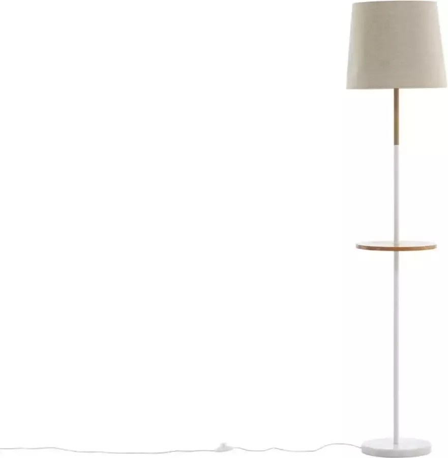 Hioshop Hattman verlichting vloerlamp 36x36x165cm stof beige wit hout
