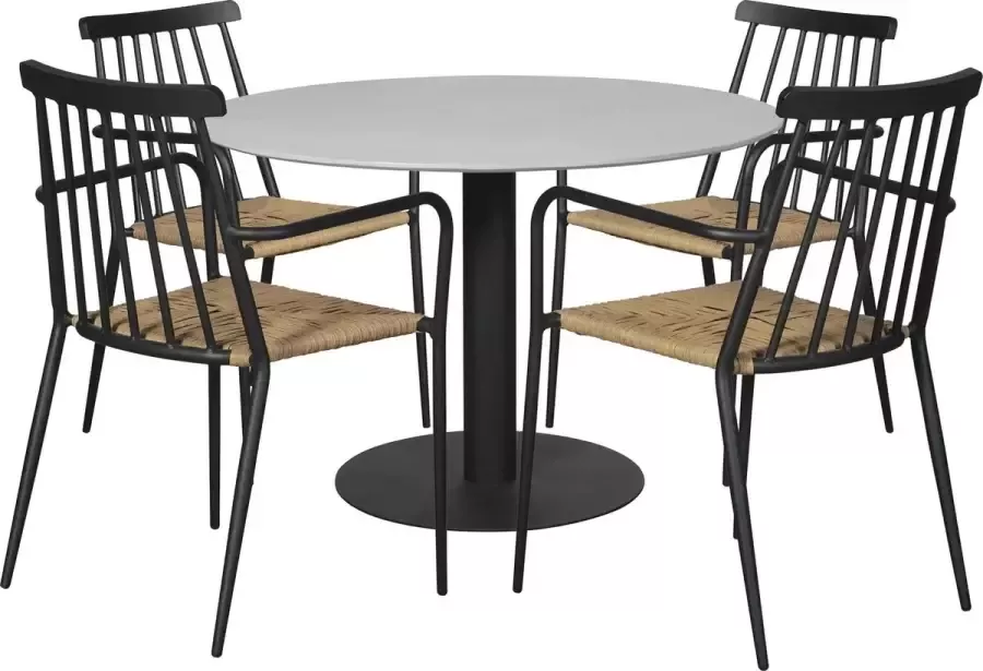 Hioshop Helle tuintafel en 4 stoelen.