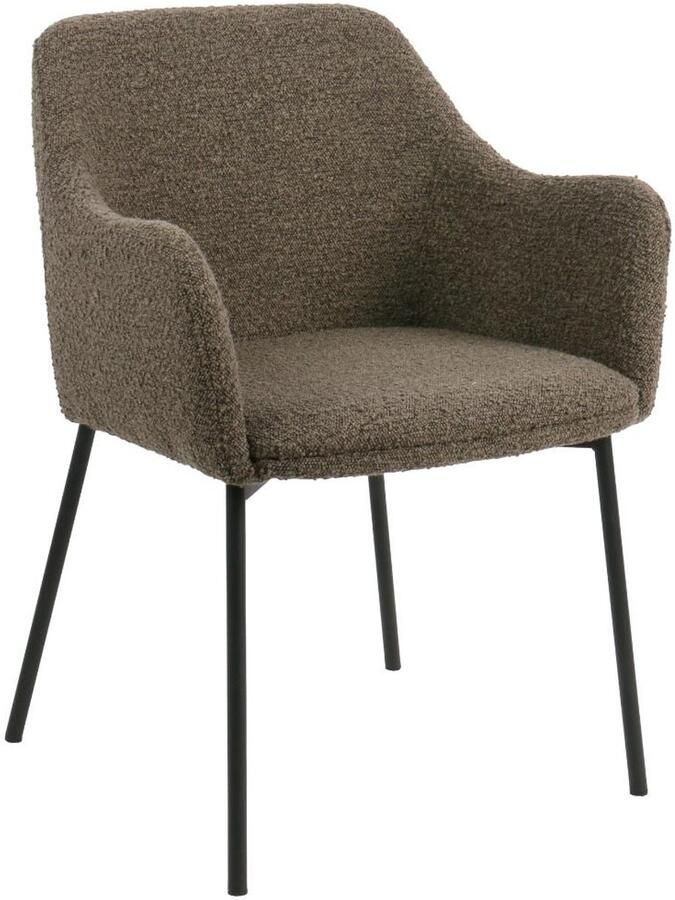 Hioshop Alba eetkamerstoel met armleuning bruin