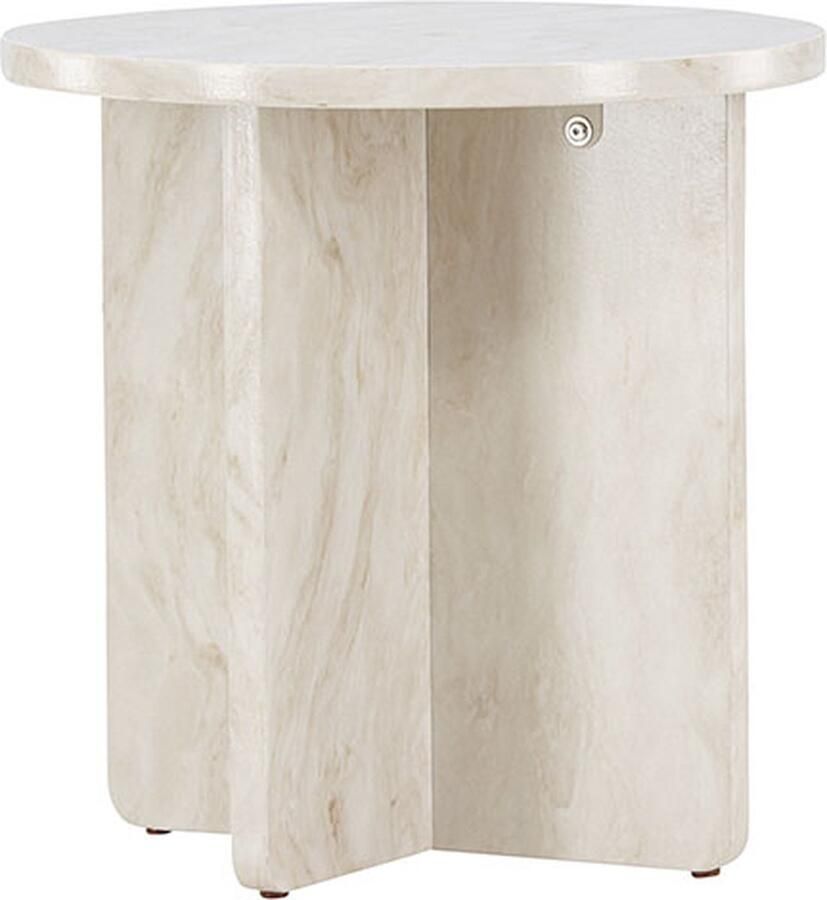 Nohr Ronde Bijzettafel Jenelle Marmerlook 50cm Beige