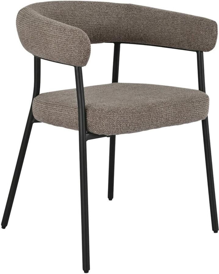 Hioshop Anna eetkamerstoel met armleuning bruin