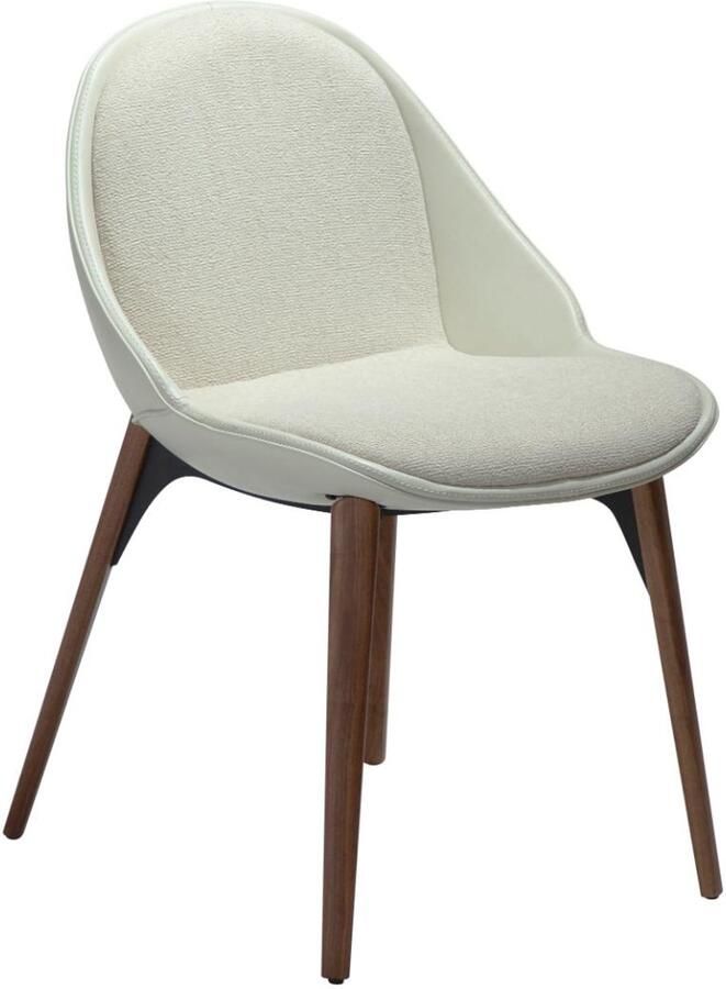 Hioshop Arch eetkamerstoel bouclé PU-kunstleer wit