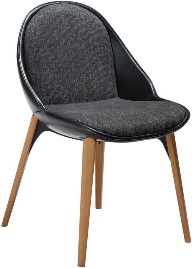 Hioshop Arch eetkamerstoel bouclé PU-kunstleer zwart