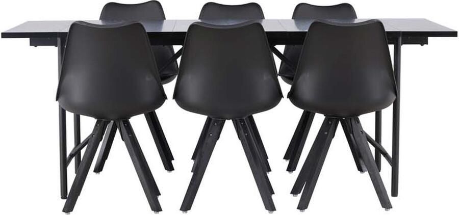 Hioshop Astrid eethoek tafel zwart en 6 Zeno stoelen zwart. - Foto 2