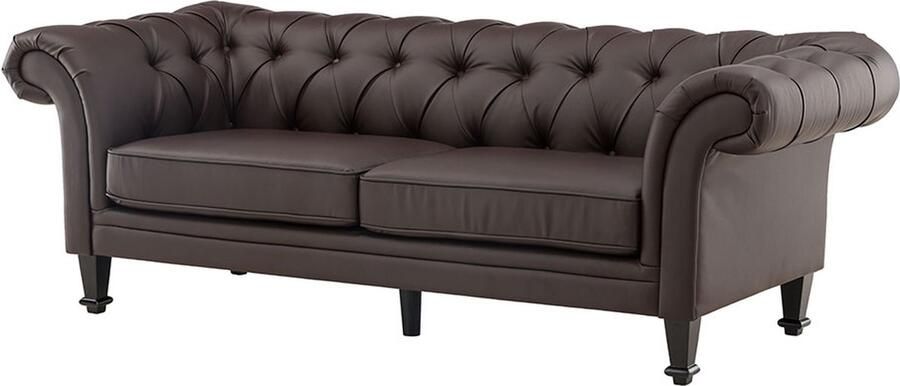 Hioshop Ätran bank 3-zits PU kunstleer bruin.