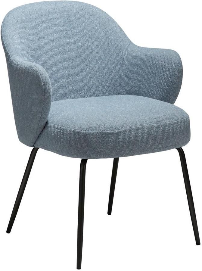 Hioshop Bae eetkamerstoel met armleuningen bouclé blauw