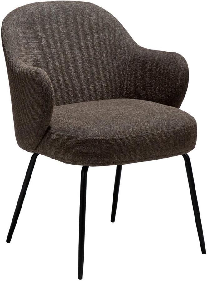 Hioshop Bae eetkamerstoel met armleuningen bouclé bruin