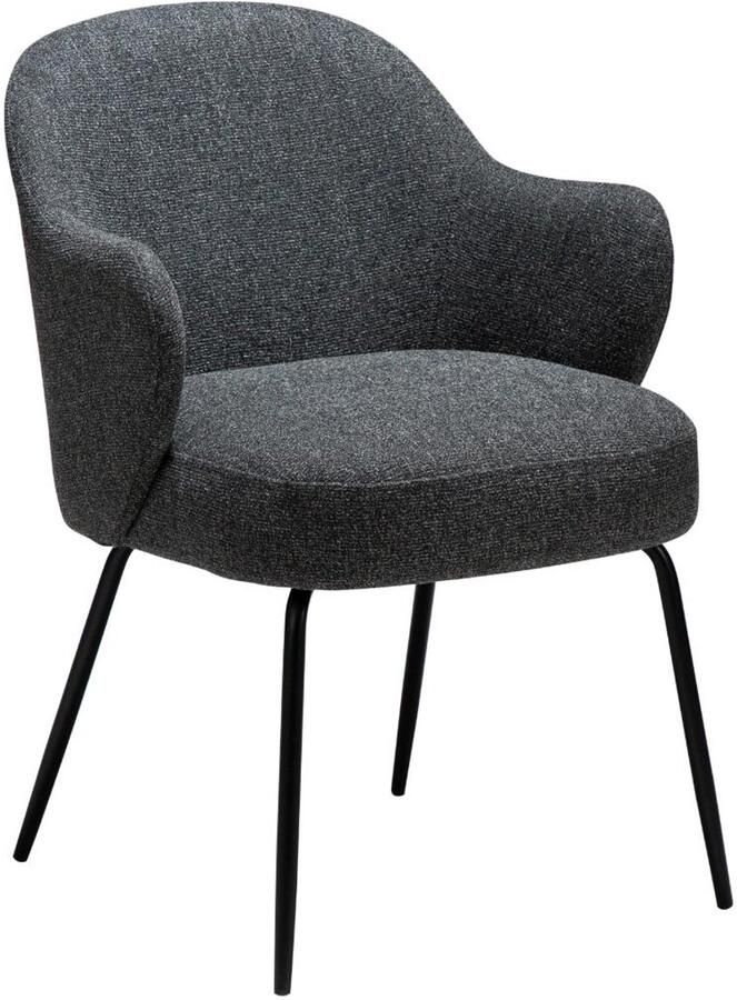 Hioshop Bae eetkamerstoel met armleuningen bouclé donkergrijs