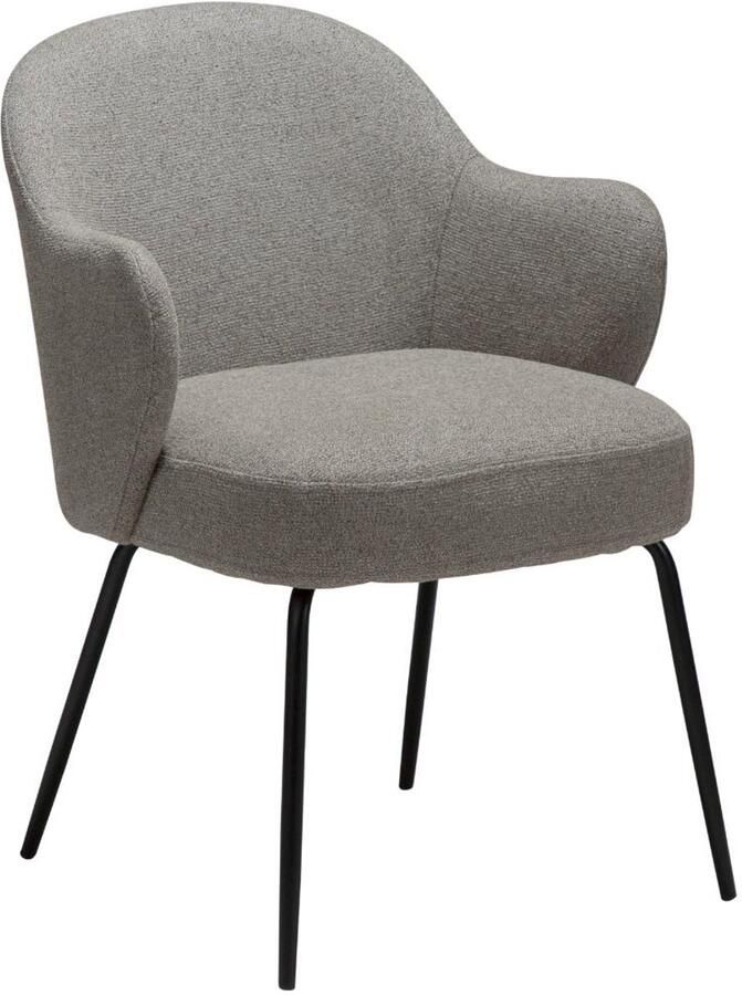 Hioshop Bae eetkamerstoel met armleuningen bouclé lichtbruin