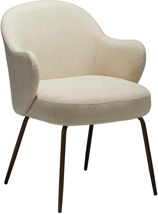 Hioshop Bae eetkamerstoel met armleuningen bouclé offwhite