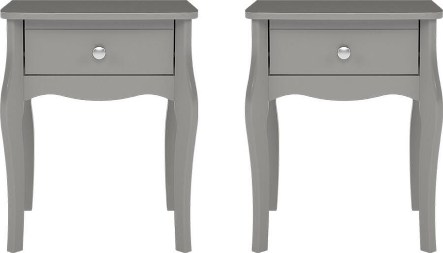 Hioshop Baroque nachtkastje 2 st met 1 lade grijs.