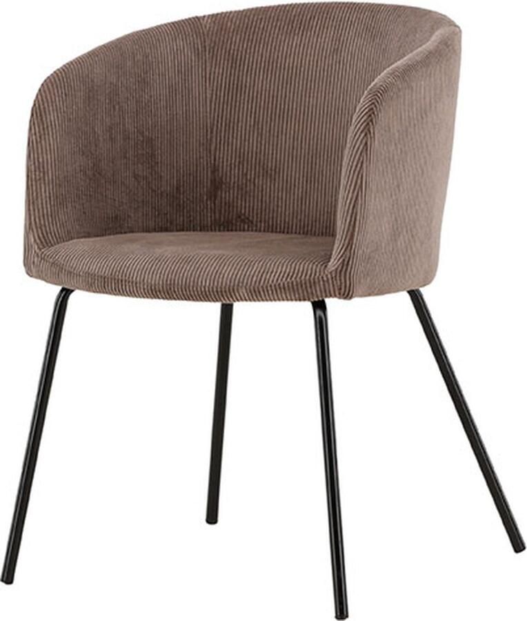 Hioshop Berit eetkamerstoel met armleuning fluweel bruin.