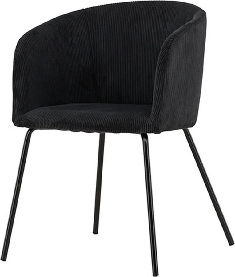 Hioshop Berit eetkamerstoel met armleuning fluweel zwart.