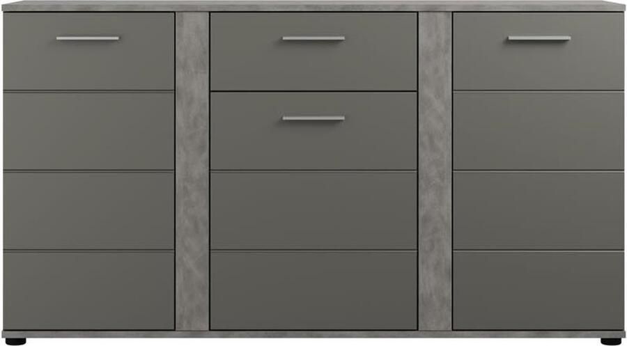 Hioshop Blake dressoir 3 deuren 1 lade mat grijs Matera.