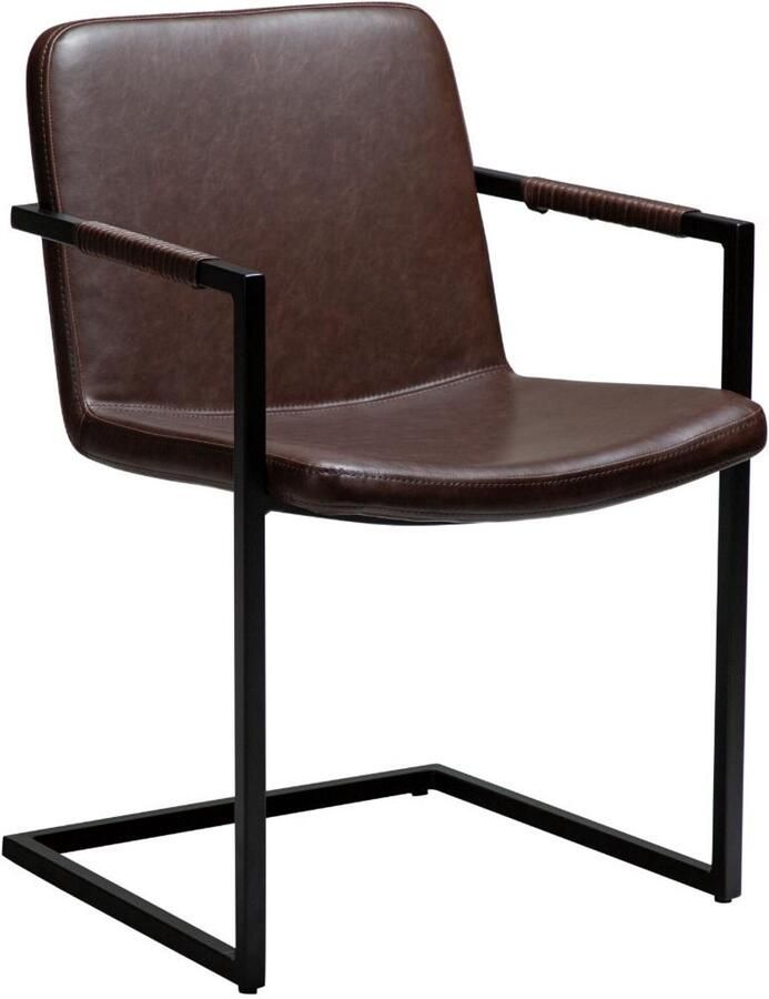 Hioshop Bounce eetkamerstoel met armleuningen PU-kunstleer donkerbruin