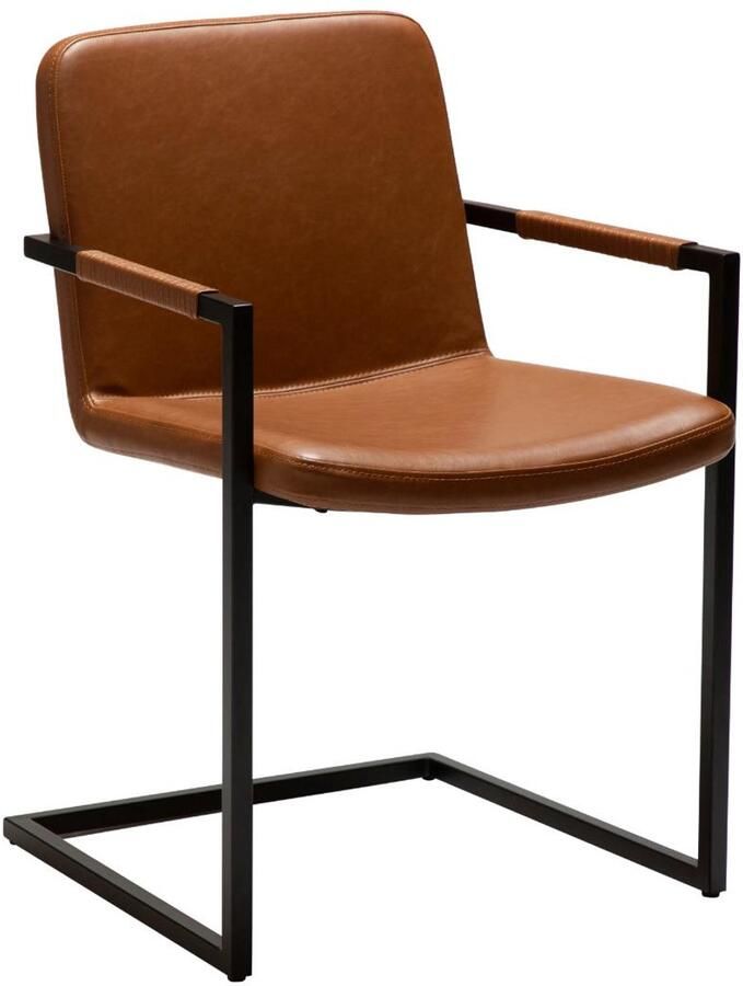 Hioshop Bounce eetkamerstoel met armleuningen PU-kunstleer lichtbruin