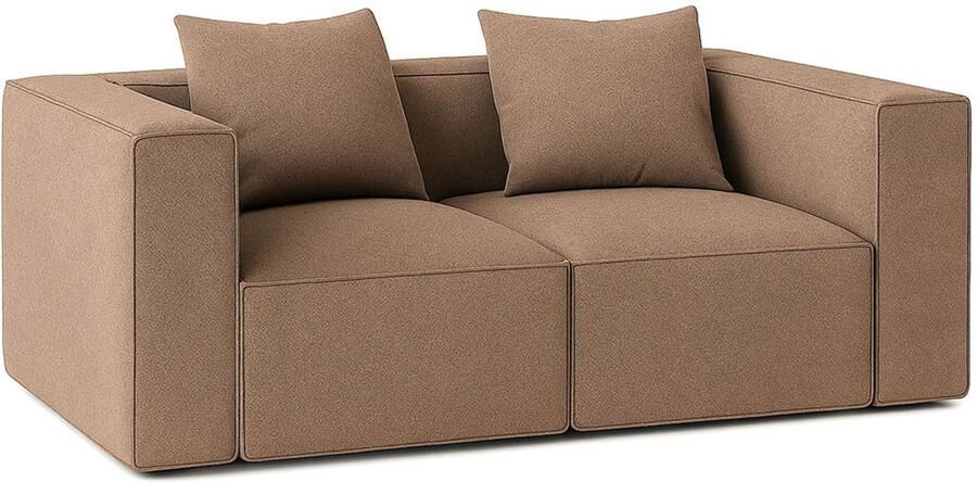 Hioshop Box 2-zits bank 2 sierkussens beige bruin