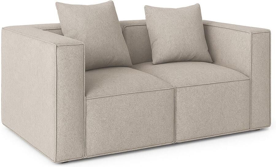 Hioshop Box 2-zits bank 2 sierkussens lichtgrijs