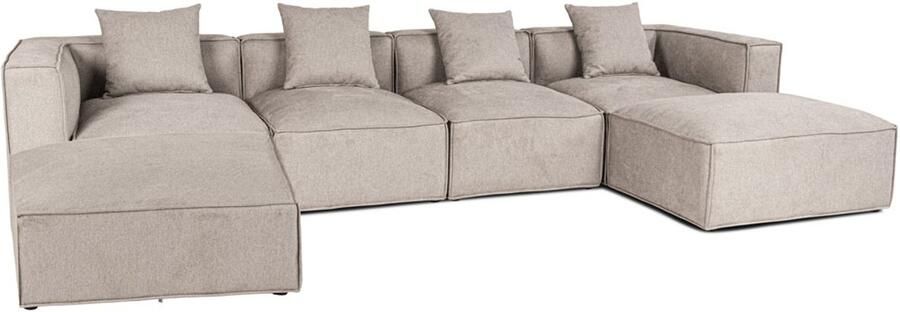 Hioshop Box U-bank 4 sierkussens lichtgrijs