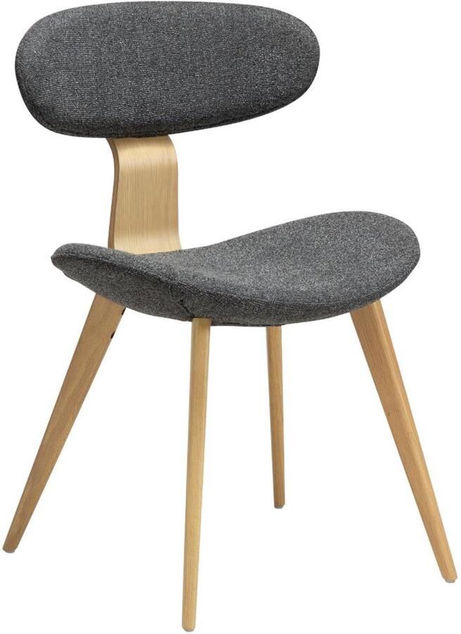 Hioshop Buckle eetkamerstoel bouclé donkergrijs