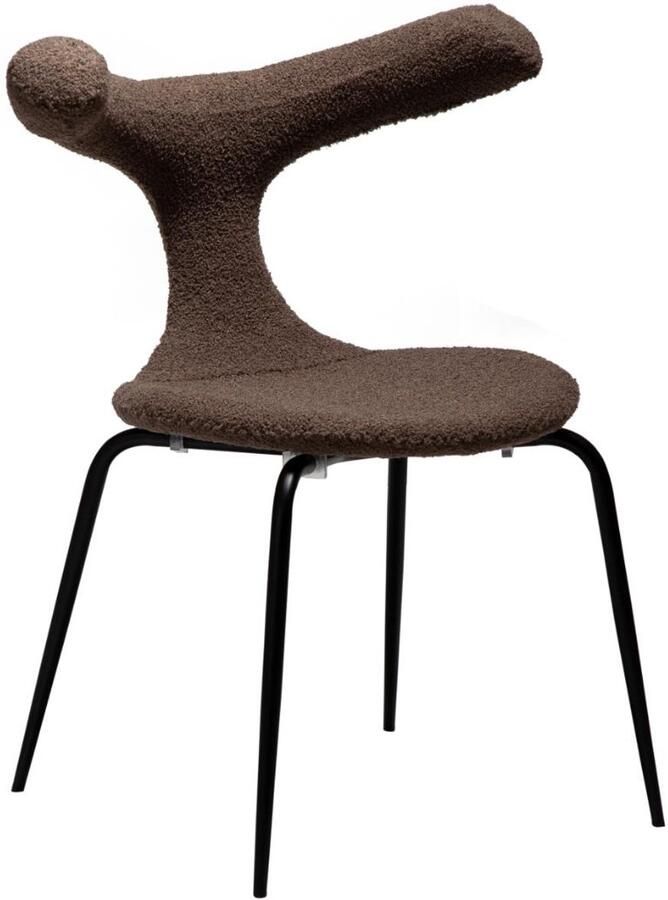 Hioshop Bull eetkamerstoel bouclé bruin