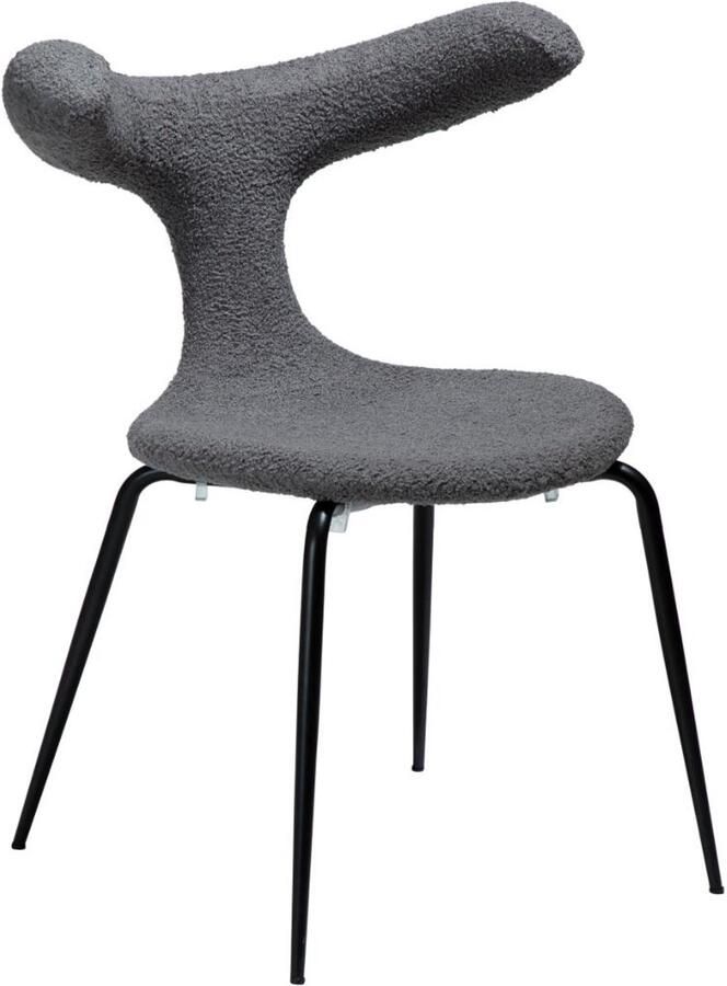 Hioshop Bull eetkamerstoel bouclé grijs