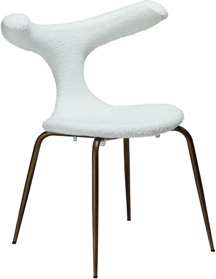 Hioshop Bull eetkamerstoel bouclé wit