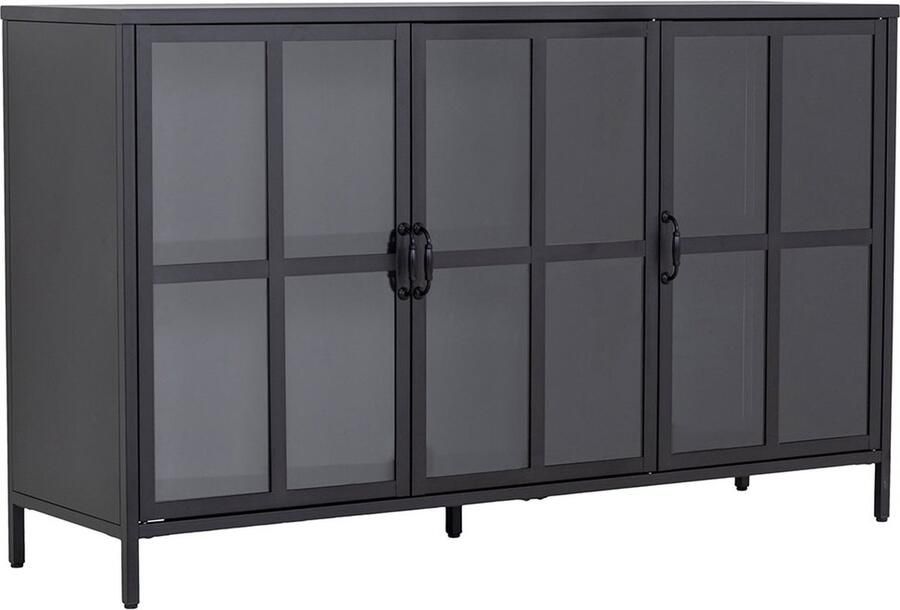 Hioshop Chilly dressoir 3 glazen deuren zwart.