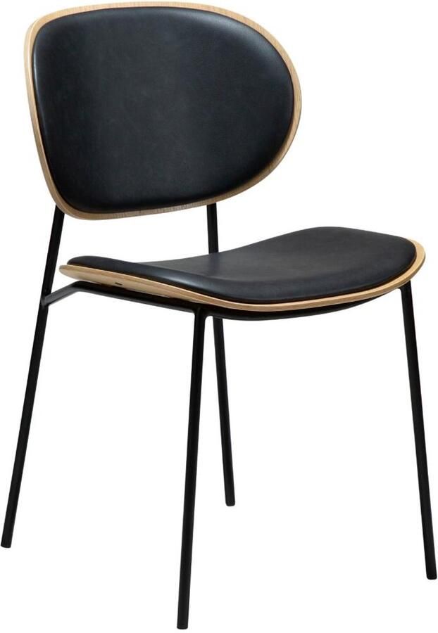 Hioshop Clementina eetkamerstoel fineer eik PU-kunstleer zwart