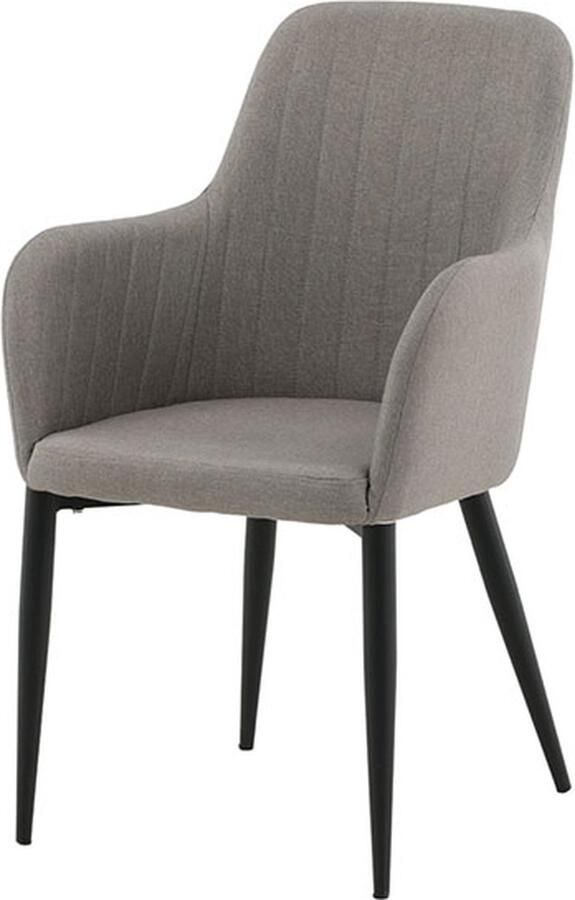 Hioshop 2 x Comfort eetkamerstoel met armleuning grijs.