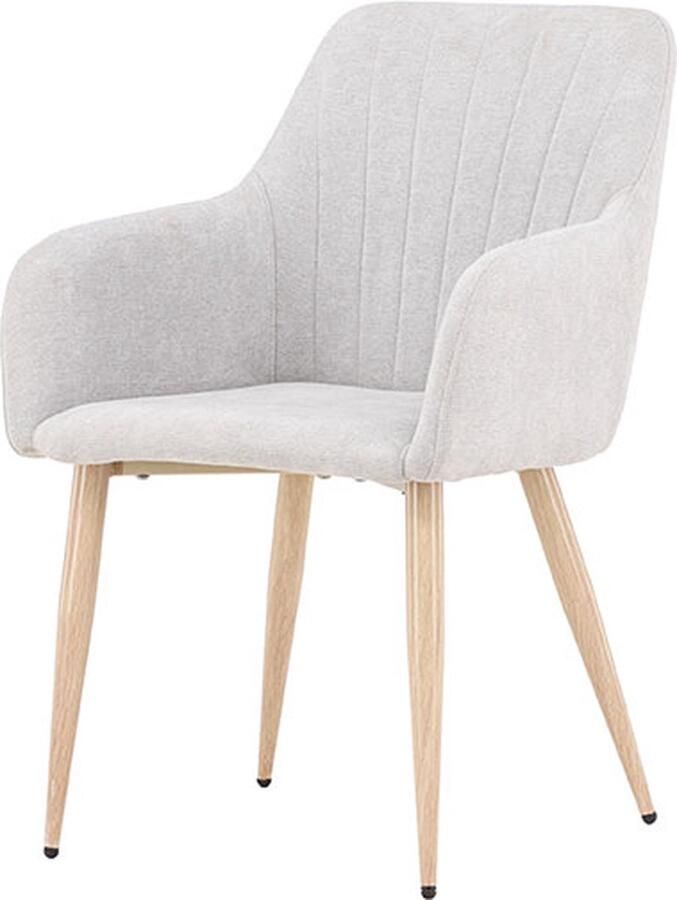 Hioshop 2 x Comfort eetkamerstoel met armleuning lichtgrijs.