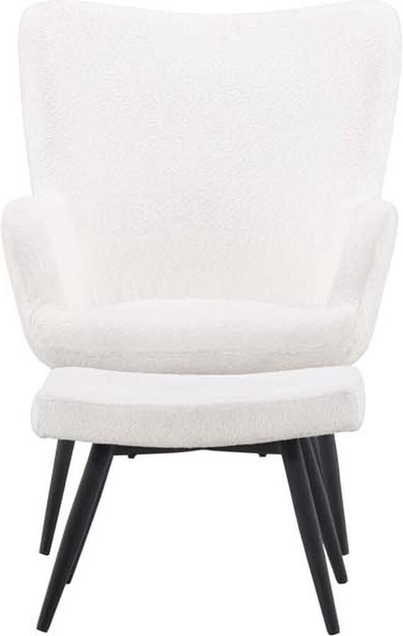 Nohr Fauteuil Shaguana Met voetenbank Bouclé Wit