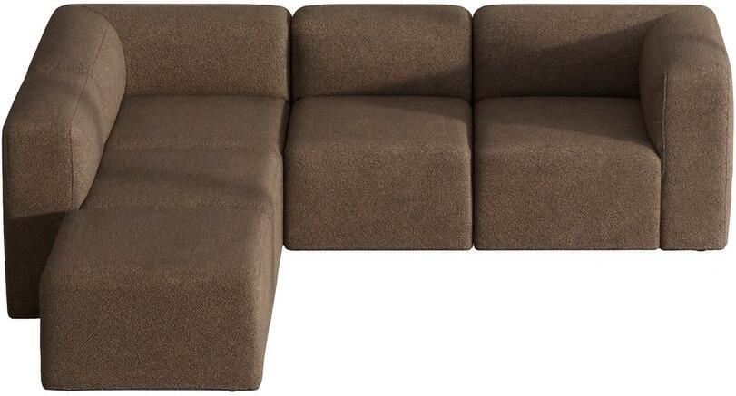 Hioshop Cubic XL bank met chaise longue rechts of links gedraaid bruin