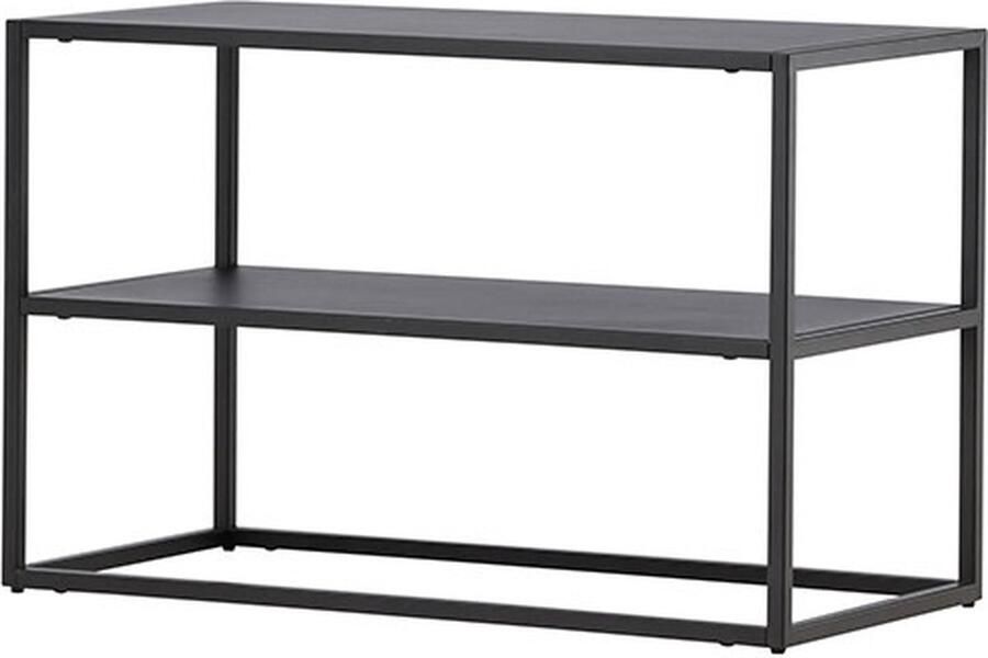 Hioshop Curitiba schoenenkast metaal 2 planken zwart