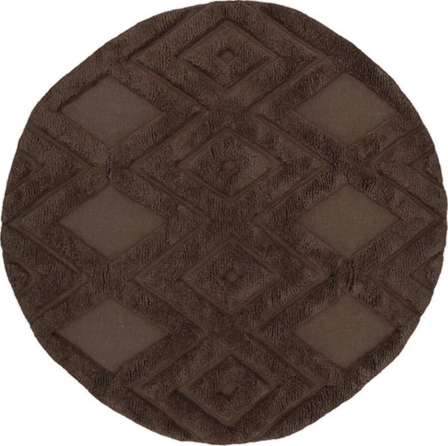 Hioshop Dahlia vloerkleed Ø200cm donker bruin